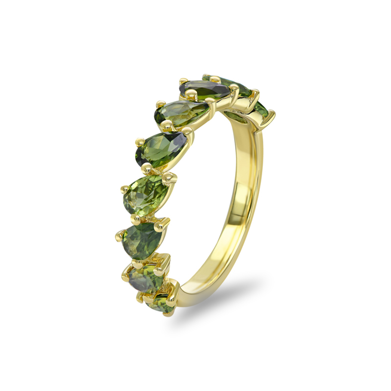 Green Australian Sapphire Novena Ring