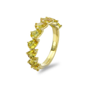 Sapphire Dreams Novena Ring in 9k yellow gold with nine natural Australian pear-cut yellow sapphires.
