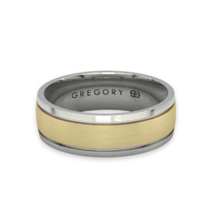 White & Yellow Gold Modern Wedding Band