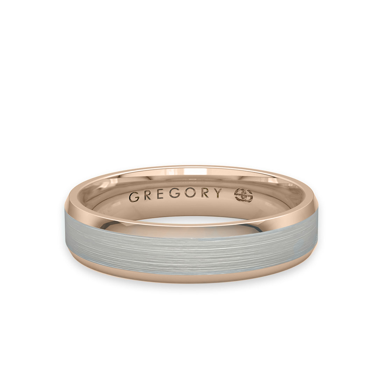 White &#038; Rose Gold Modern Wedding Band