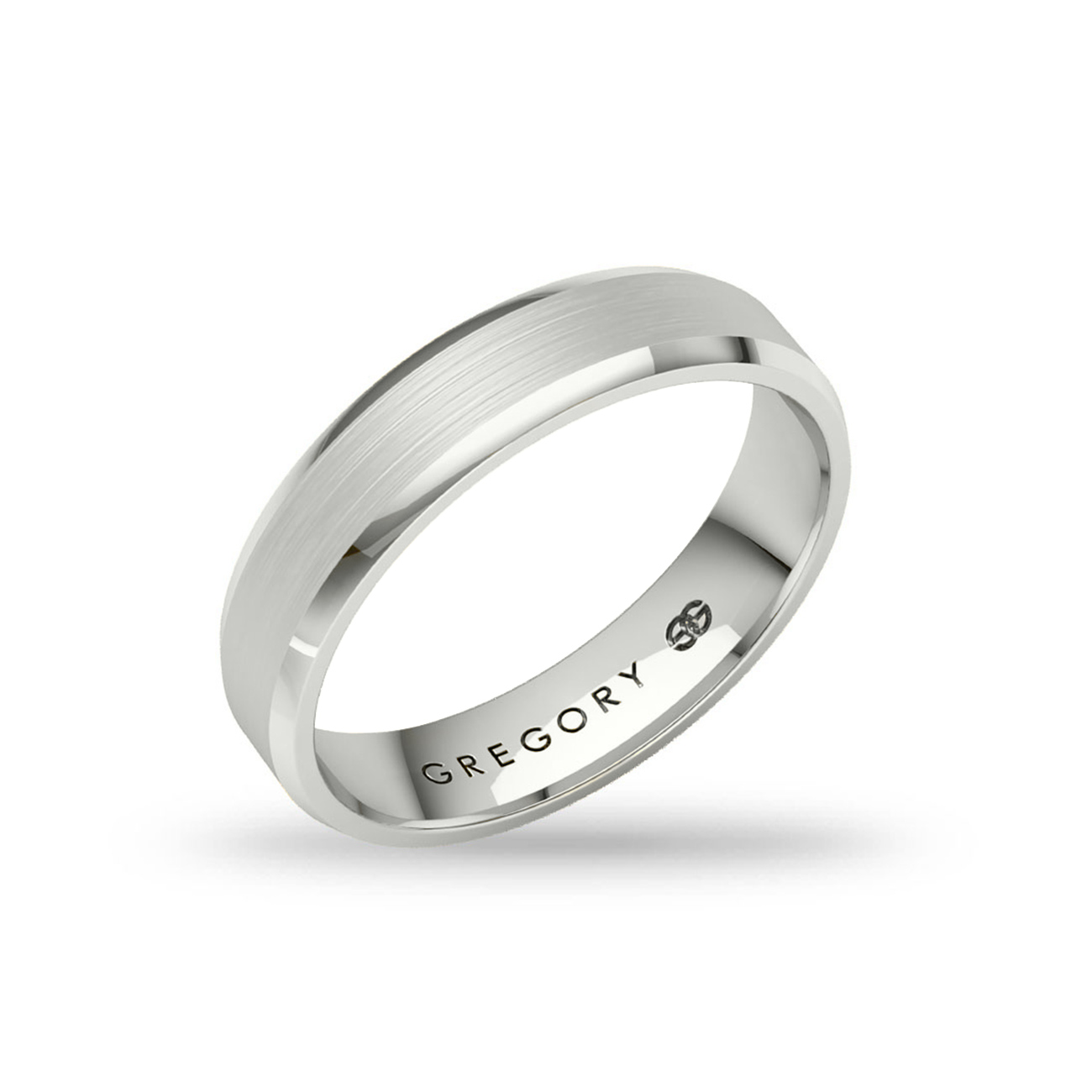 White Gold Modern Wedding Band