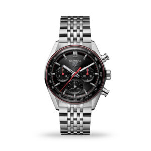 TAG Heuer Carrera 41mm Chronograph with Black Dial and Red Accents