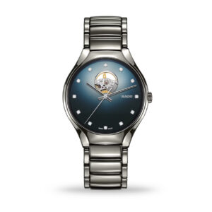 Rado True Round Secret Diamonds automatic watch R27108732 plasma high-tech ceramic with blue dial and diamond markers