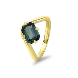 Teal Australian Sapphire Emerald Enya Ring