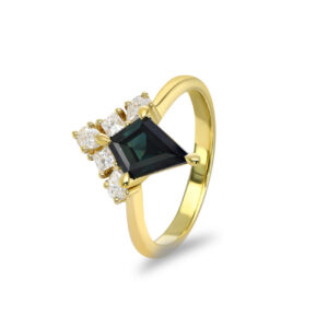 Teal Australian Sapphire & Diamond Kendra Ring