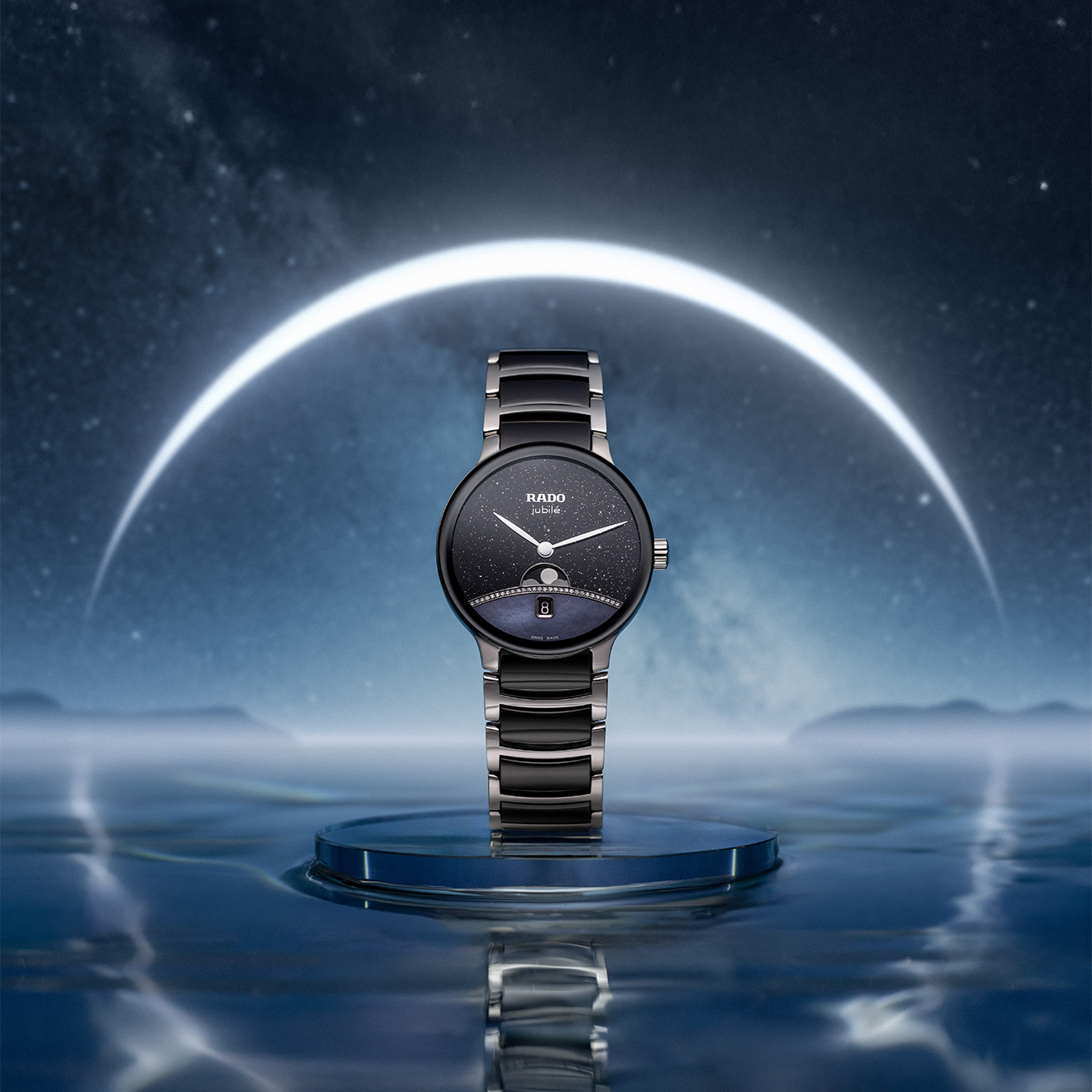 Rado Centrix 35mm Black Dial Watch – R30234762 Rado Centrix 35mm stainless steel and ceramic watch R30234762