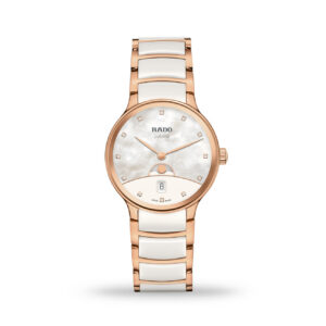 Rado Centrix 35mm rose gold PVD and white ceramic watch R30232922