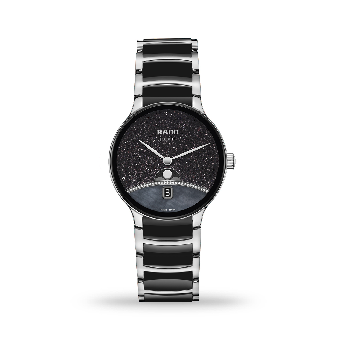 Rado Centrix 35mm Black Dial Watch – R30234762 Rado Centrix 35mm stainless steel and ceramic watch R30234762