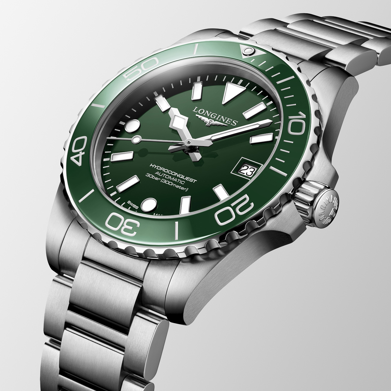 Longines HydroConquest 39mm Green Dial Dive Watch Longines HydroConquest 39mm green dial dive watch with stainless steel bracelet