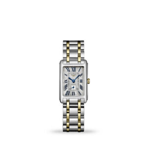 Longines DolceVita L5.255.5.70.7 two-tone rectangular luxury watch with silver flinqué dial
