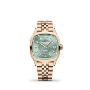 Raymond Weil Freelancer ladies square watch green dial diamond bezel - front view | 2490-P5-52061