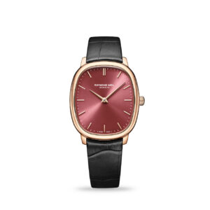 Raymond Weil Toccata Heritage red grape dial mechanical leather strap watch 33 x 38 mm