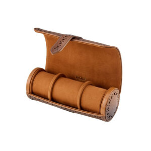 WOLF Brogue triple watch roll burnished plant based material with brass hardware