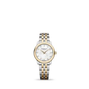 Raymond Weil Toccata 5024-STP-97081 ladies 24mm gold PVD mother of pearl diamond watch - front view