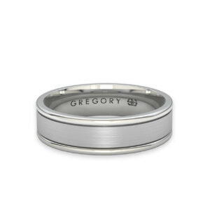White Gold Modern Wedding Band