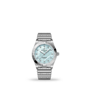 Breitling Chronomat 28 A72310101C1A1 stainless steel luxury watch with light blue dial