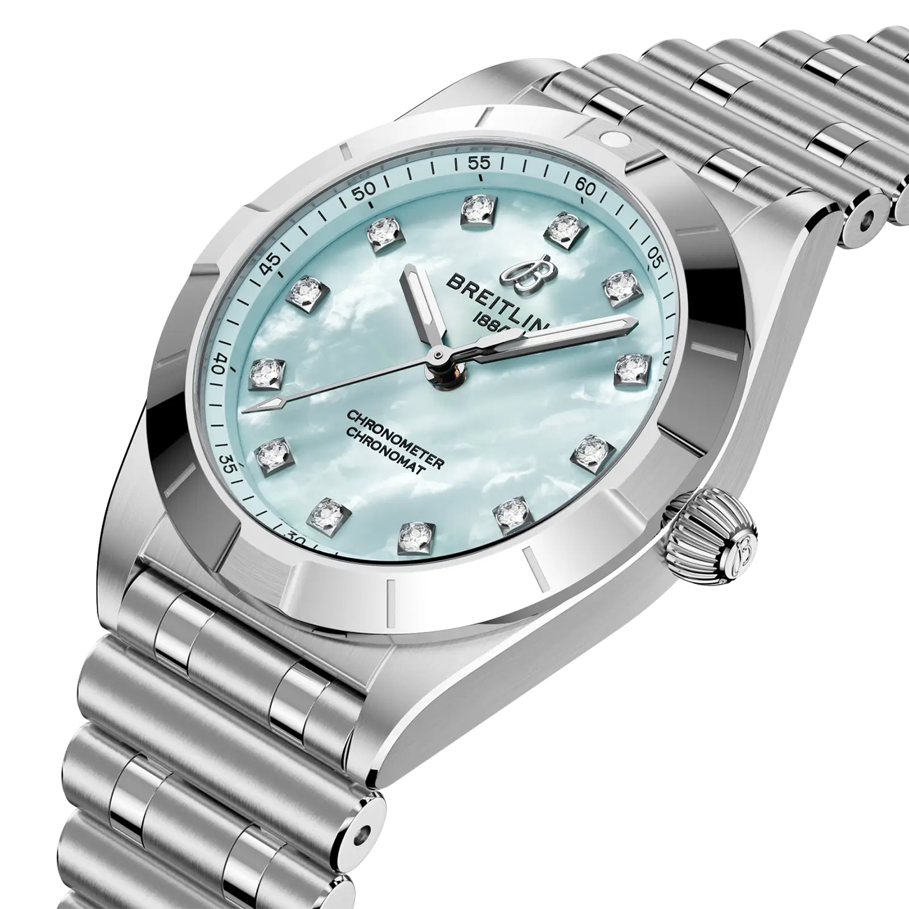 Breitling Chronomat 28 A72310101C1A1 Watch Breitling Chronomat 28 A72310101C1A1 stainless steel luxury watch with light blue dial