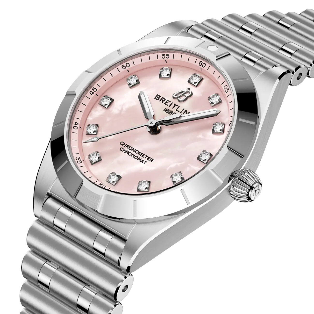 Breitling Chronomat 28 A72310101K1A1 Watch Breitling Chronomat 28 A72310101K1A1 stainless steel luxury watch with pink mother-of-pearl dial