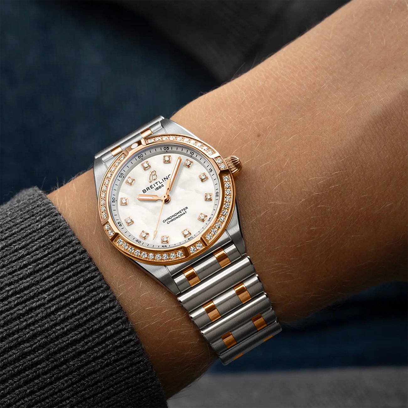 Breitling Chronomat 28 U72310531A1U1 Breitling Chronomat 28 U72310531A1U1 two-tone luxury watch with mother-of-pearl dial
