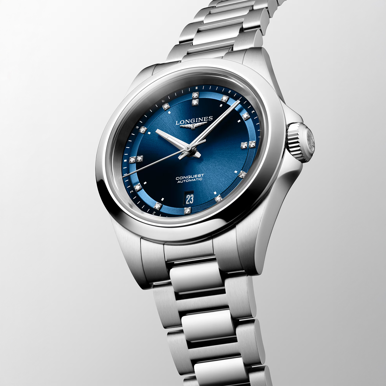 Longines Conquest L3.320.4.97.6 Blue Dial Automatic Watch Longines Conquest L3.320.4.97.6 automatic women’s stainless steel watch with blue dial