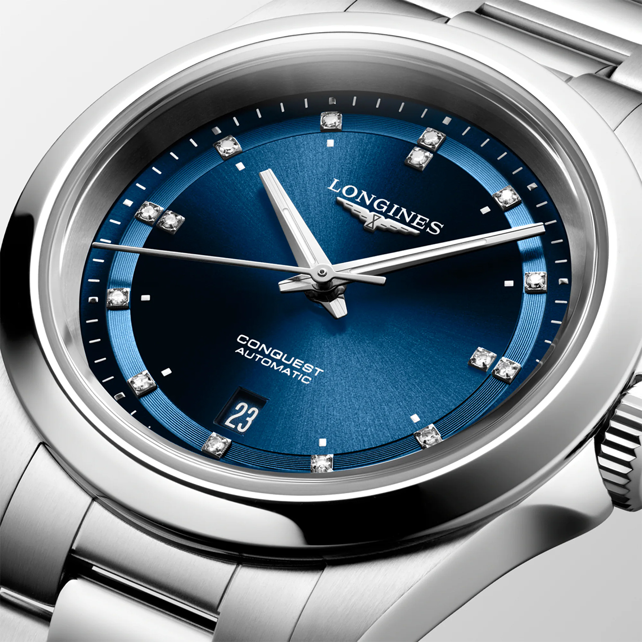 Longines Conquest L3.320.4.97.6 Blue Dial Automatic Watch Longines Conquest L3.320.4.97.6 automatic women’s stainless steel watch with blue dial