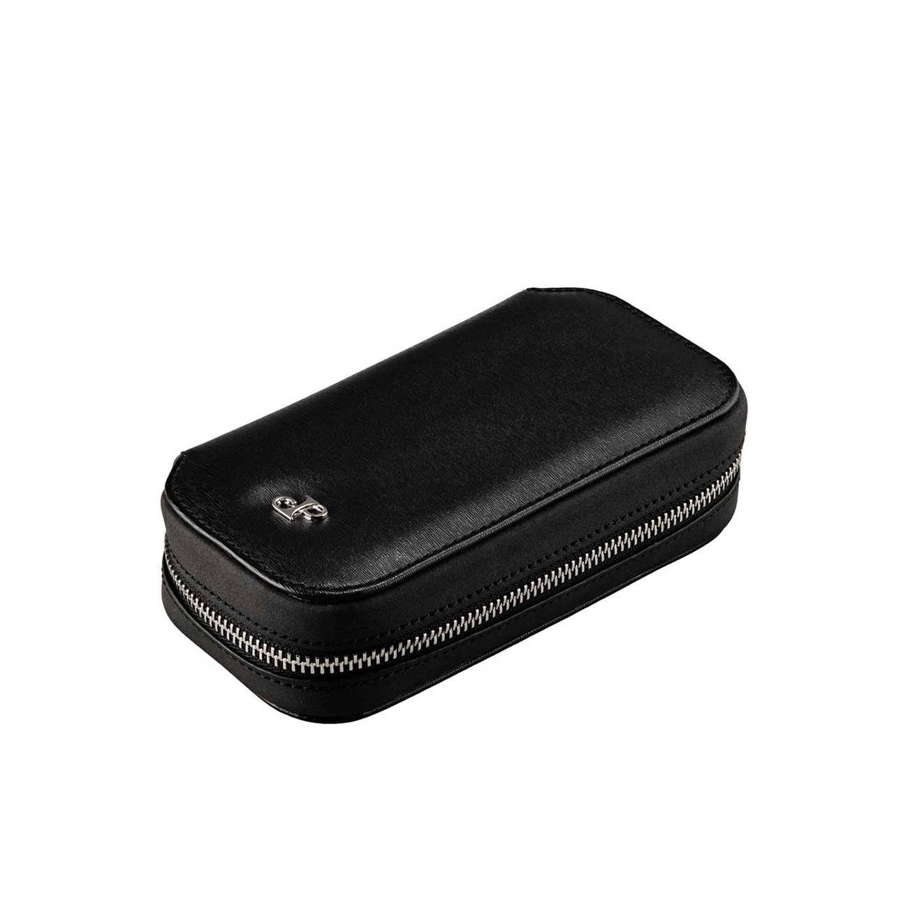 WOLF Philipp 2 Piece Watch Zip Case Black – Luxury Travel Watch Storage WOLF Philipp 2 Piece Watch Zip Case Black in vegan leather with two padded watch compartments