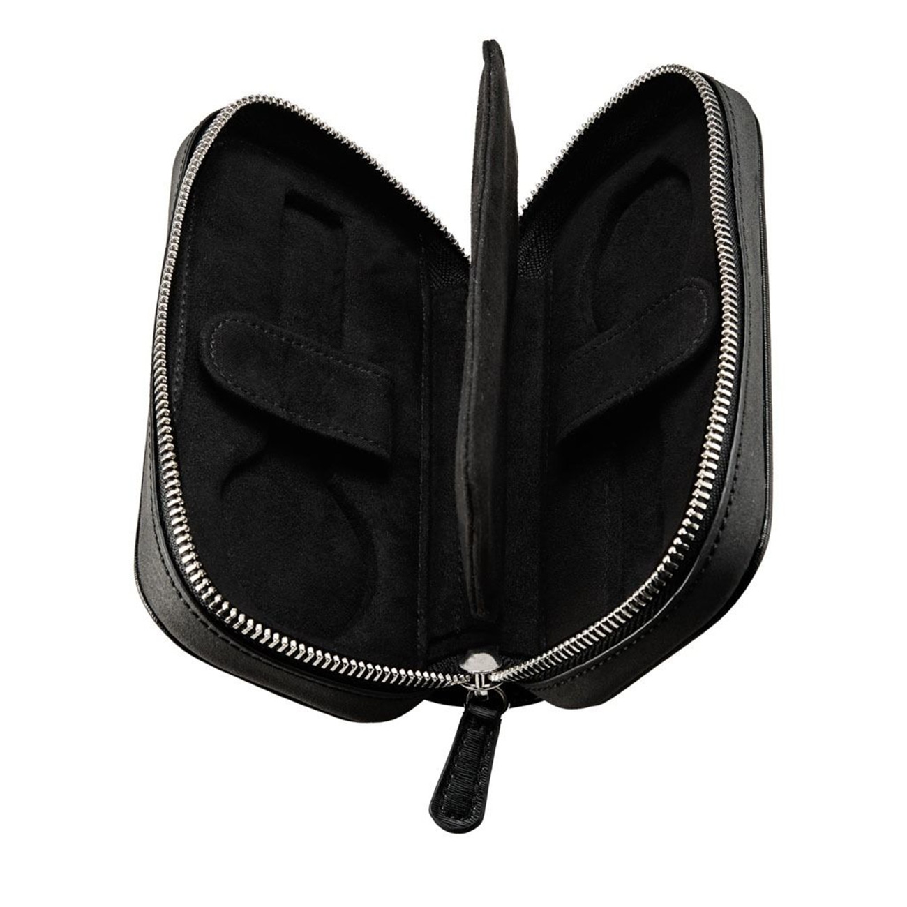 WOLF Philipp 2 Piece Watch Zip Case Black – Luxury Travel Watch Storage WOLF Philipp 2 Piece Watch Zip Case Black in vegan leather with two padded watch compartments