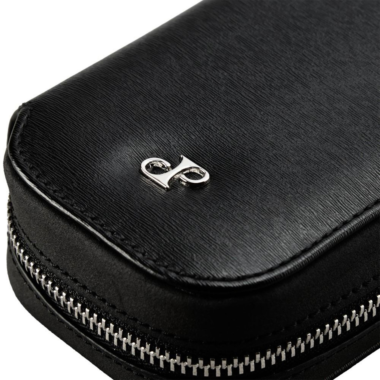 WOLF Philipp 2 Piece Watch Zip Case Black – Luxury Travel Watch Storage WOLF Philipp 2 Piece Watch Zip Case Black in vegan leather with two padded watch compartments