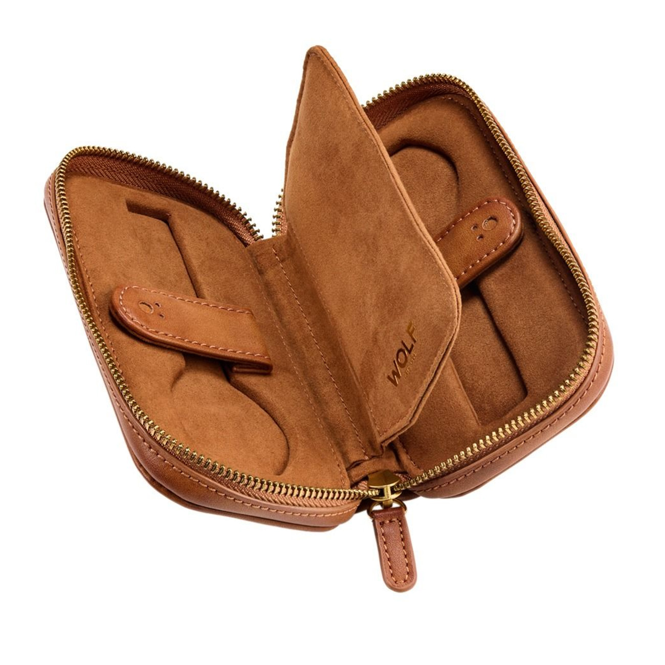 Wolf 1834 Brogue 2 Piece Watch Zip Case Burnished Brown Wolf 1834 Brogue 2 Piece Watch Zip Case in Burnished Brown for secure travel watch storage