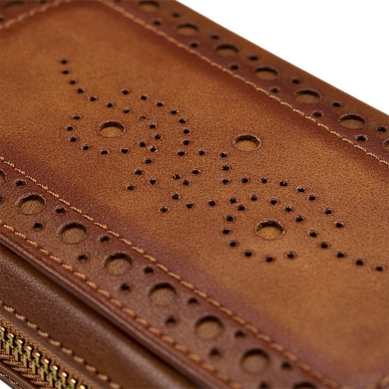 Wolf 1834 Brogue 2 Piece Watch Zip Case Burnished Brown Wolf 1834 Brogue 2 Piece Watch Zip Case in Burnished Brown for secure travel watch storage