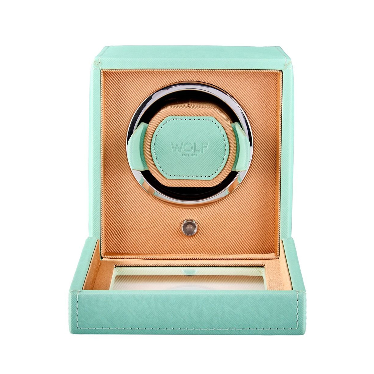 Wolf Cub Winder with Cover Seltzer Mint Peach Wolf Cub Winder with Cover in Seltzer Mint Peach single automatic watch winder