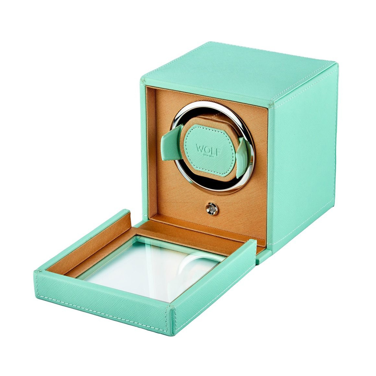 Wolf Cub Winder with Cover Seltzer Mint Peach Wolf Cub Winder with Cover in Seltzer Mint Peach single automatic watch winder