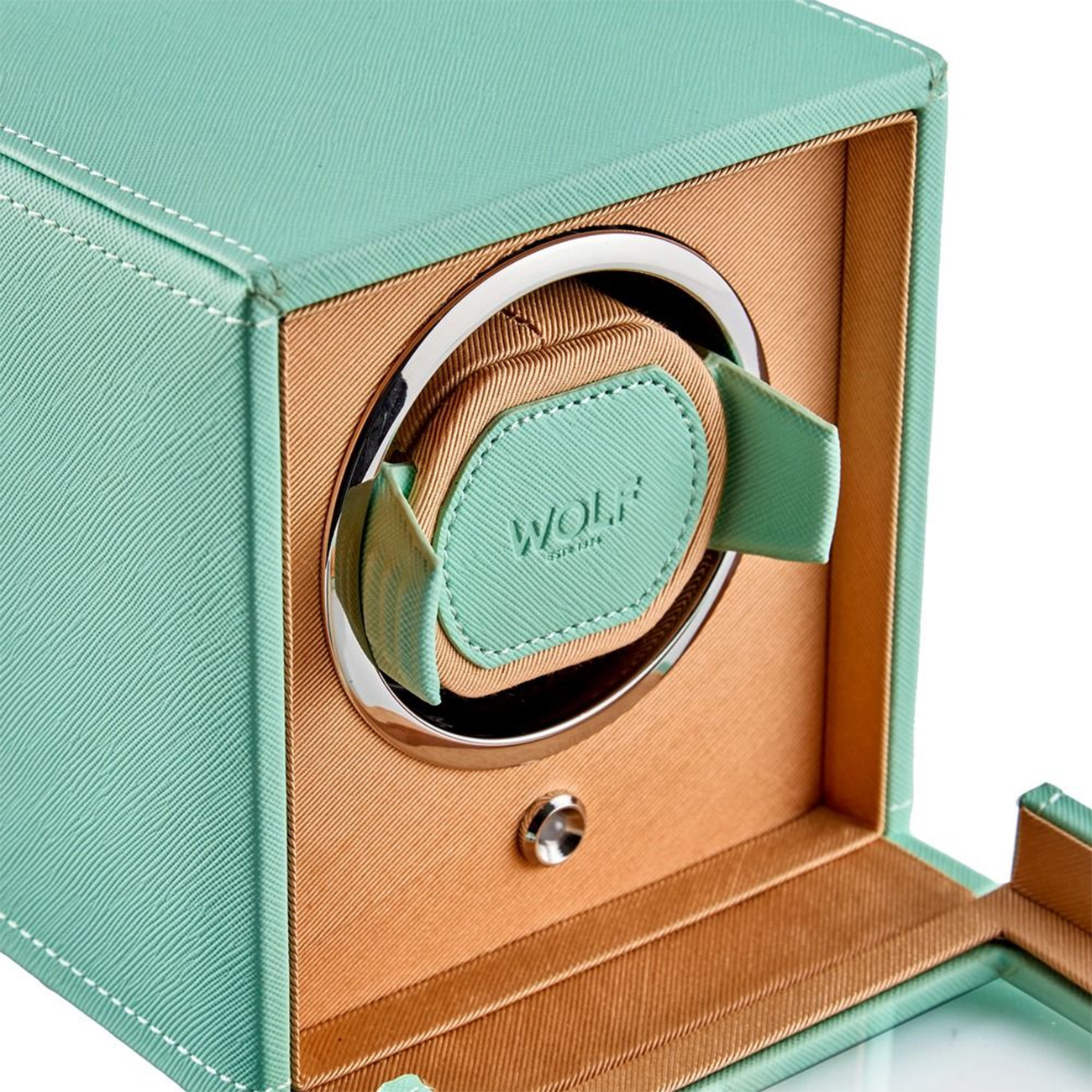 Wolf Cub Winder with Cover Seltzer Mint Peach Wolf Cub Winder with Cover in Seltzer Mint Peach single automatic watch winder
