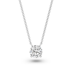 Classic Solitaire Round Brilliant Lab Diamond Necklace In 18K White Gold 1.5ct
