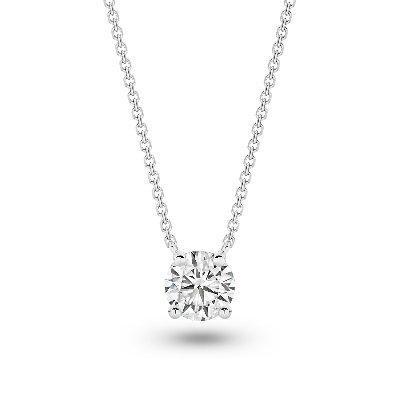 LR-PSRBC150-Necklace-Pink-WG-P2-2026187-1 Classic Solitaire Round Brilliant Lab Diamond Necklace In 18K White Gold 1.5ct