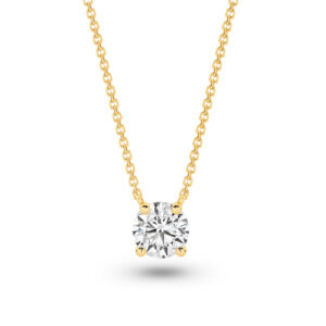 Classic Solitaire Round Brilliant Lab Diamond Necklace In 18K Yellow Gold 1.5ct