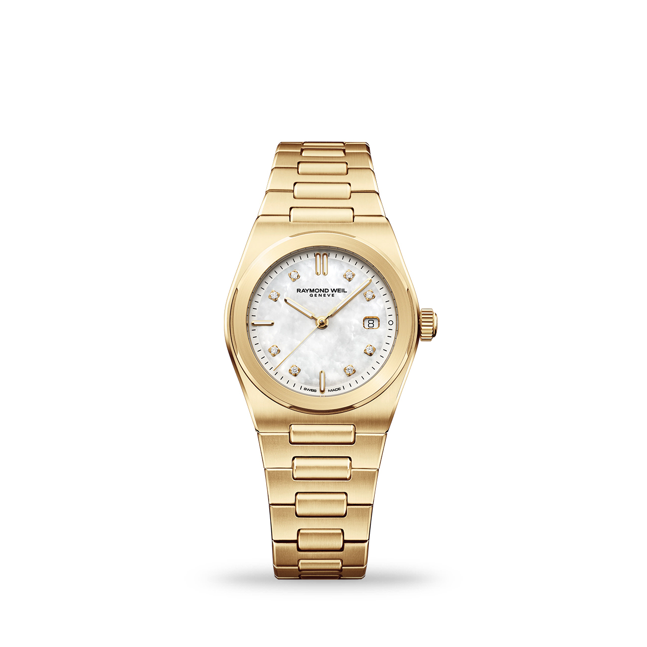 Raymond Weil A.R.T. 1250-SPS-97081 Diamond Bezel Two-Tone Watch Raymond Weil A.R.T. 1250-SPS-97081 ladies two-tone quartz watch with mother-of-pearl dial and diamond-set bezel