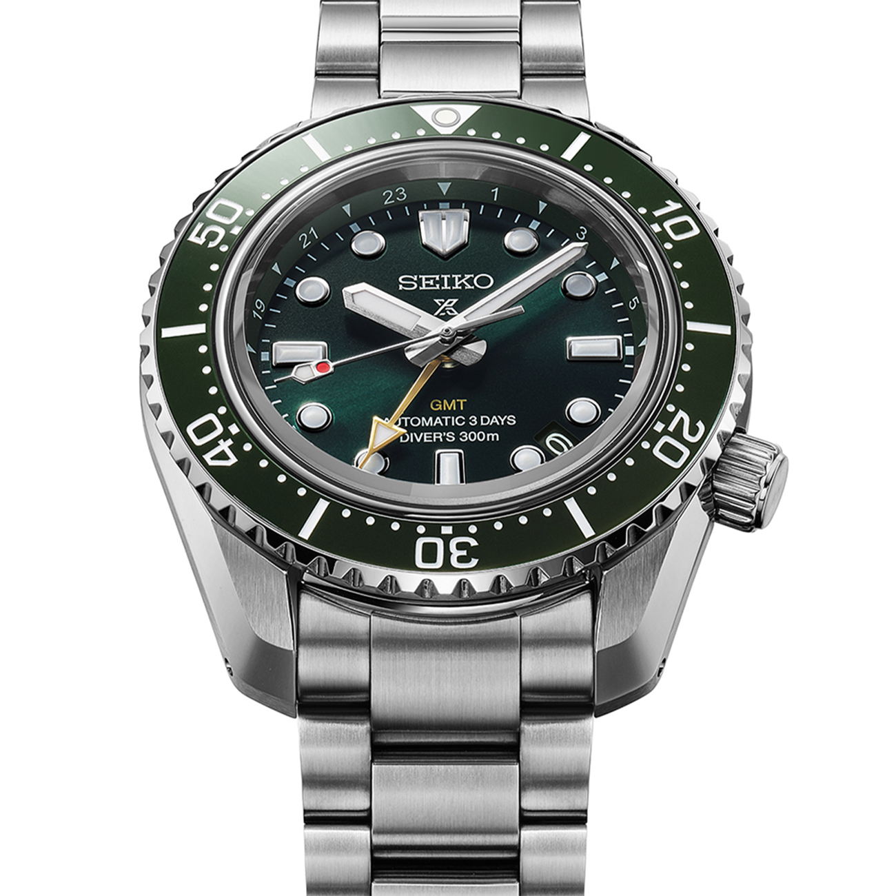 Seiko Prospex HBC001J Automatic GMT 300m Diver Green Dial Seiko Prospex HBC001J automatic GMT 300m dive watch with green dial