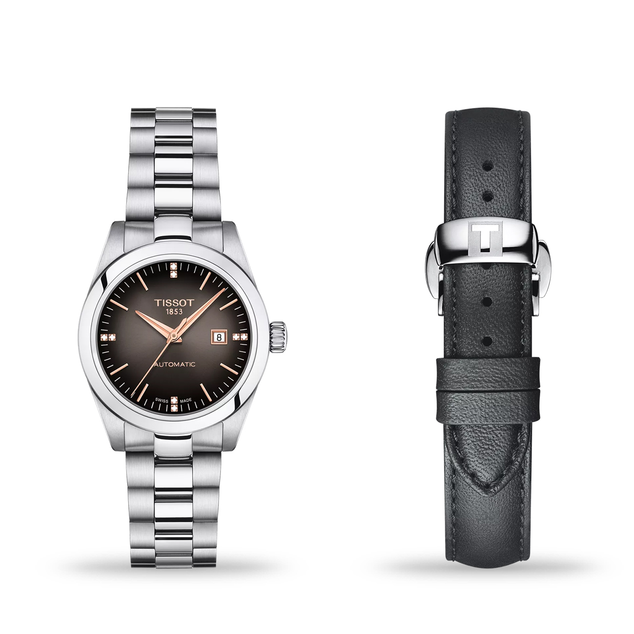 Tissot T-My Lady Automatic 29.3mm Diamond Watch Tissot T-My Lady Automatic diamond watch anthracite dial T1320071106601