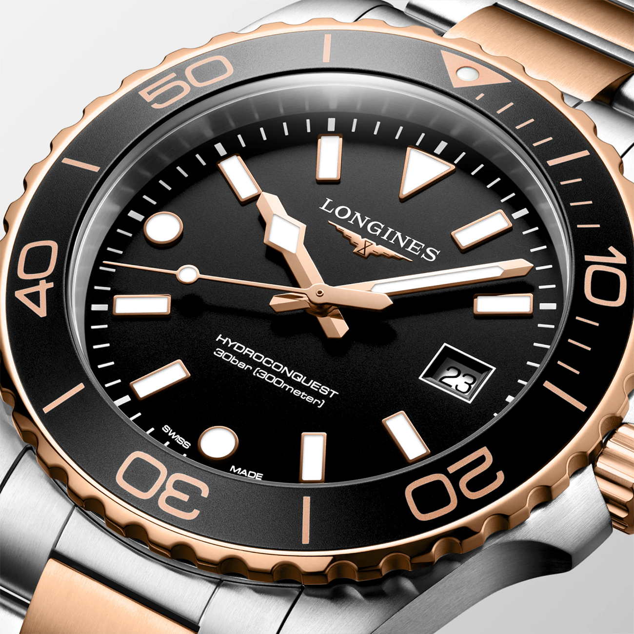 Longines HydroConquest Black Dial Red PVD 42mm Watch Longines HydroConquest L3.769.3.58.7 black dial dive watch with red PVD stainless steel bracelet