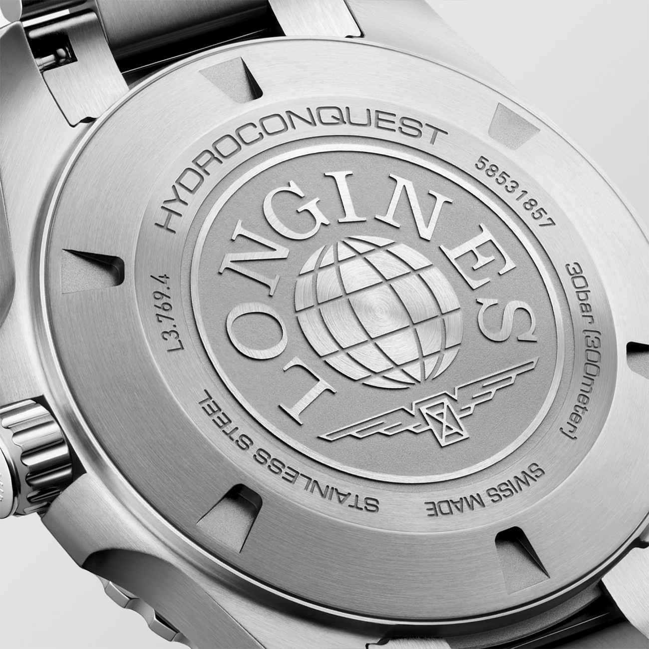 Longines HydroConquest Black Dial Quartz 42mm Watch Longines HydroConquest L3.769.4.56.6 quartz dive watch with black sandblasted dial and stainless steel bracelet