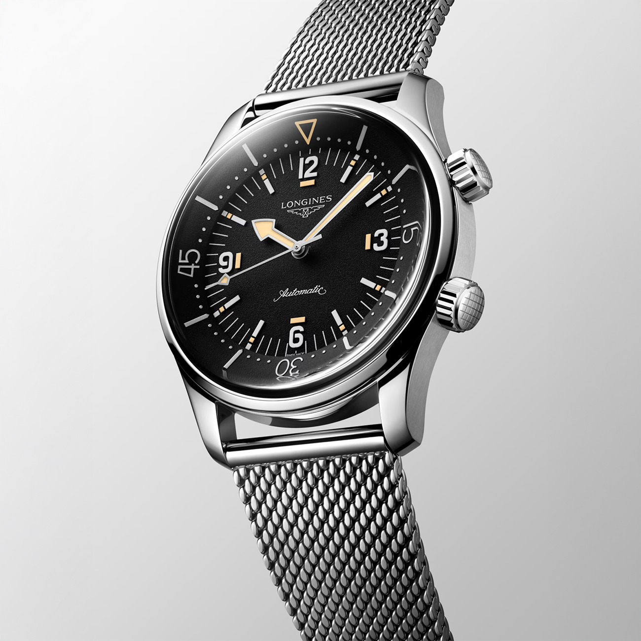 Longines Legend Diver 59 L3.795.4.59.9 Longines Legend Diver 59 42mm automatic stainless steel watch L3.795.4.59.9 with black grained dial - front side