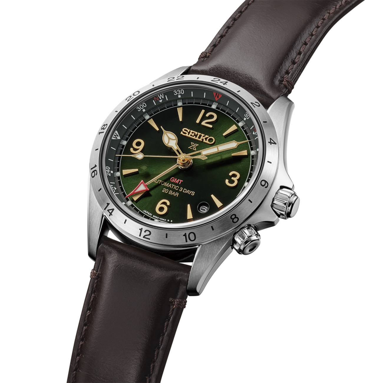 Seiko Prospex Alpinist HBC007J1 Green GMT Watch Seiko Prospex Alpinist HBC007J1 automatic GMT field watch with green dial