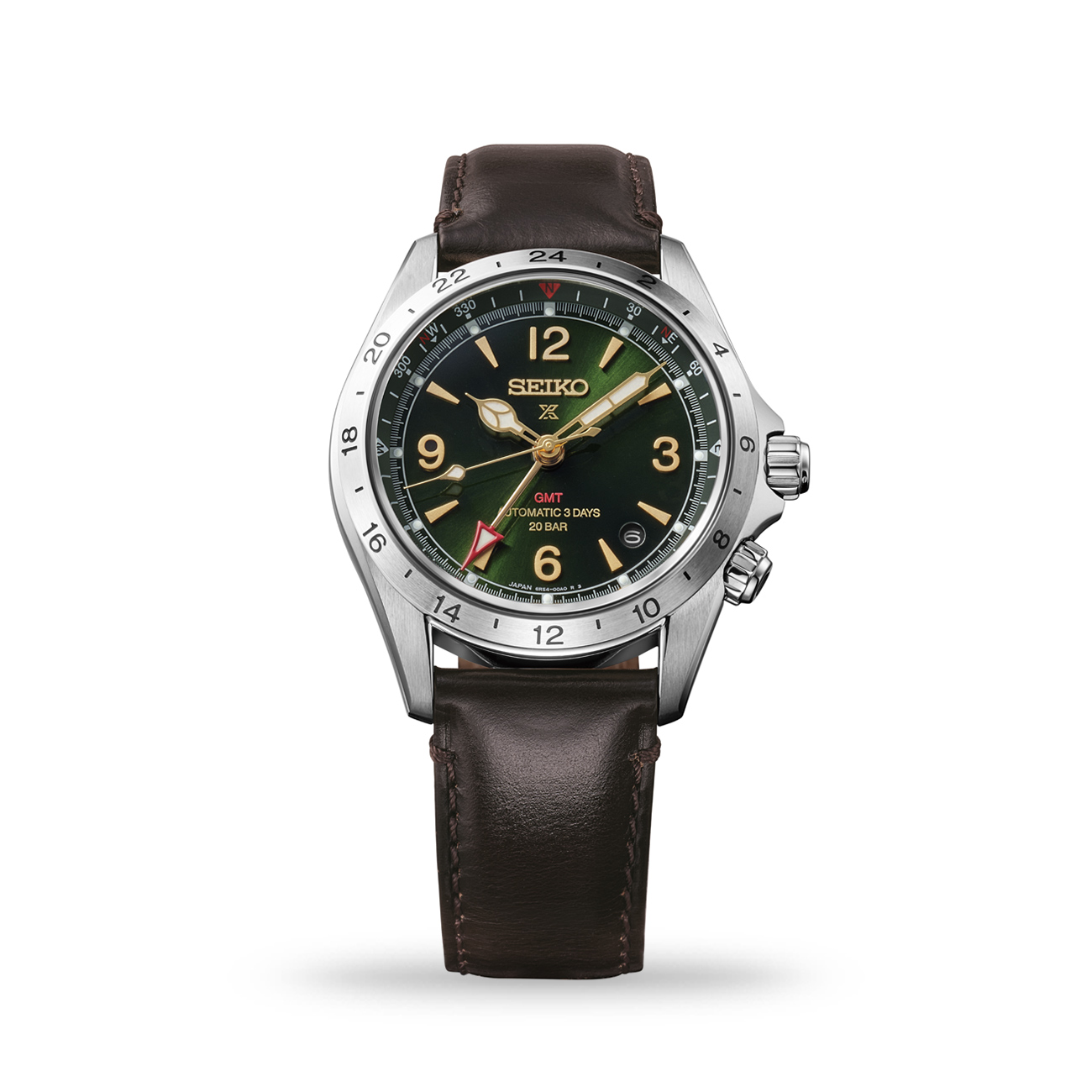 Seiko Prospex Alpinist HBC007J1 Green GMT Watch Seiko Prospex Alpinist HBC007J1 automatic GMT field watch with green dial