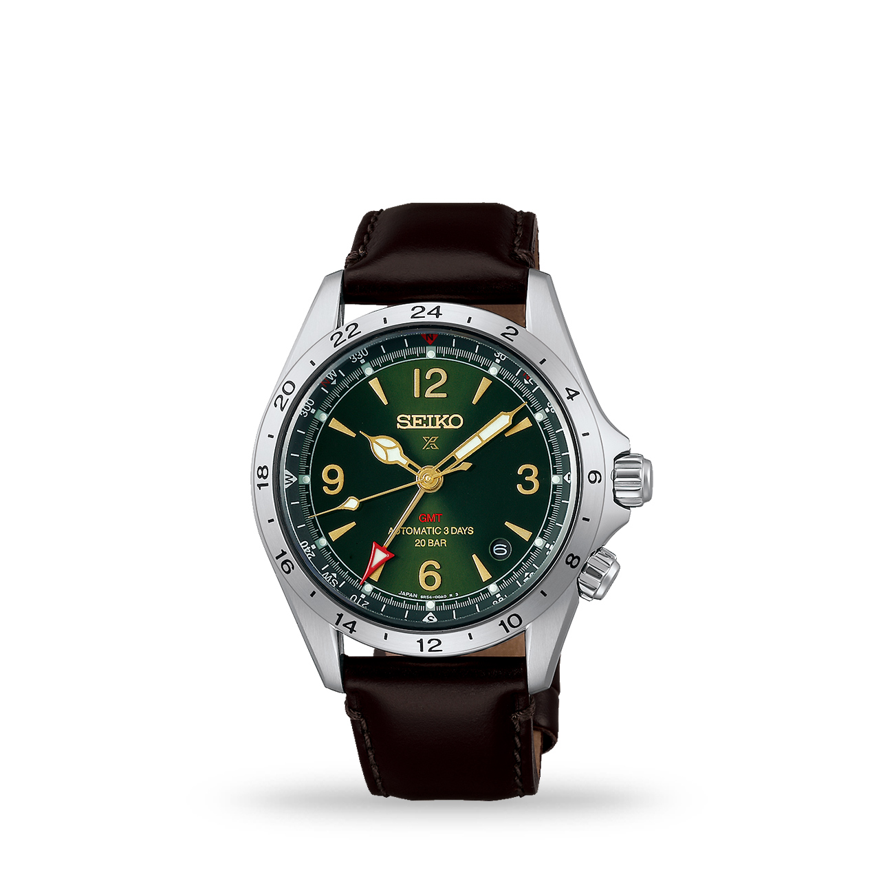 Seiko Prospex Alpinist HBC007J1 Green GMT Watch Seiko Prospex Alpinist HBC007J1 automatic GMT field watch with green dial