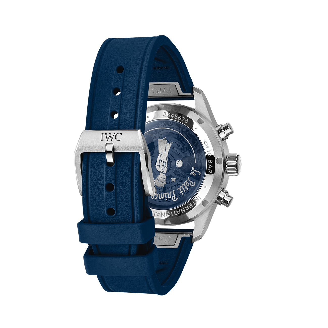 IWC Pilot's Watch Chronograph 41 Le Petit Prince IW388120 IWC Pilot's Watch Chronograph 41 Le Petit Prince IW388120 with blue dial - back view