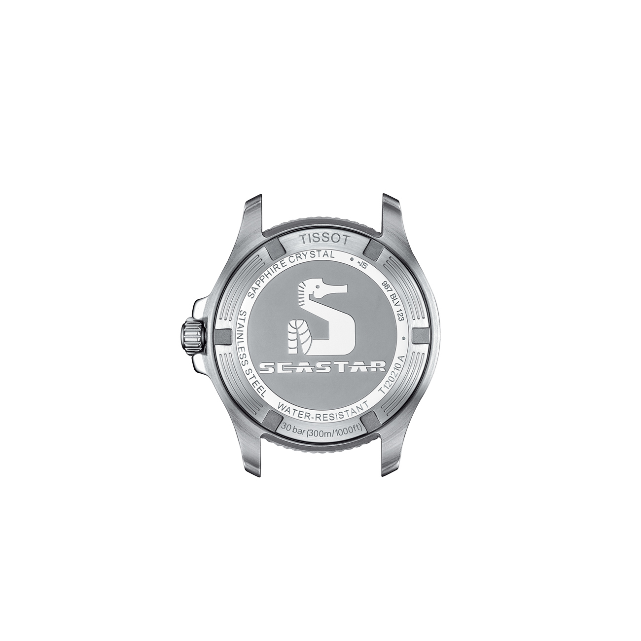 T1202101109100_B1 Tissot Seastar 1000 36mm T1202101109100 turquoise dial stainless steel Swiss quartz watch - back view