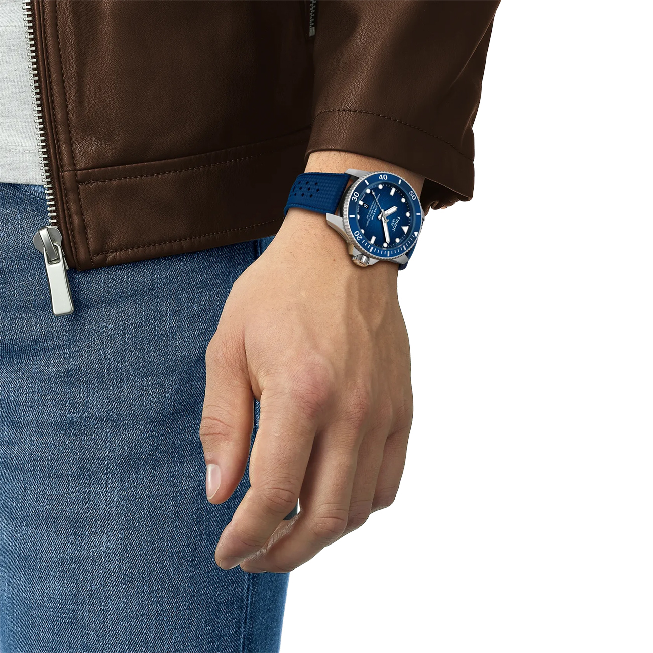 Tissot Seastar 2000 44mm T1209071704100 Automatic Dive Watch Tissot Seastar 2000 44mm T1209071704100 Swiss automatic blue dive watch with ceramic bezel - lifestyle