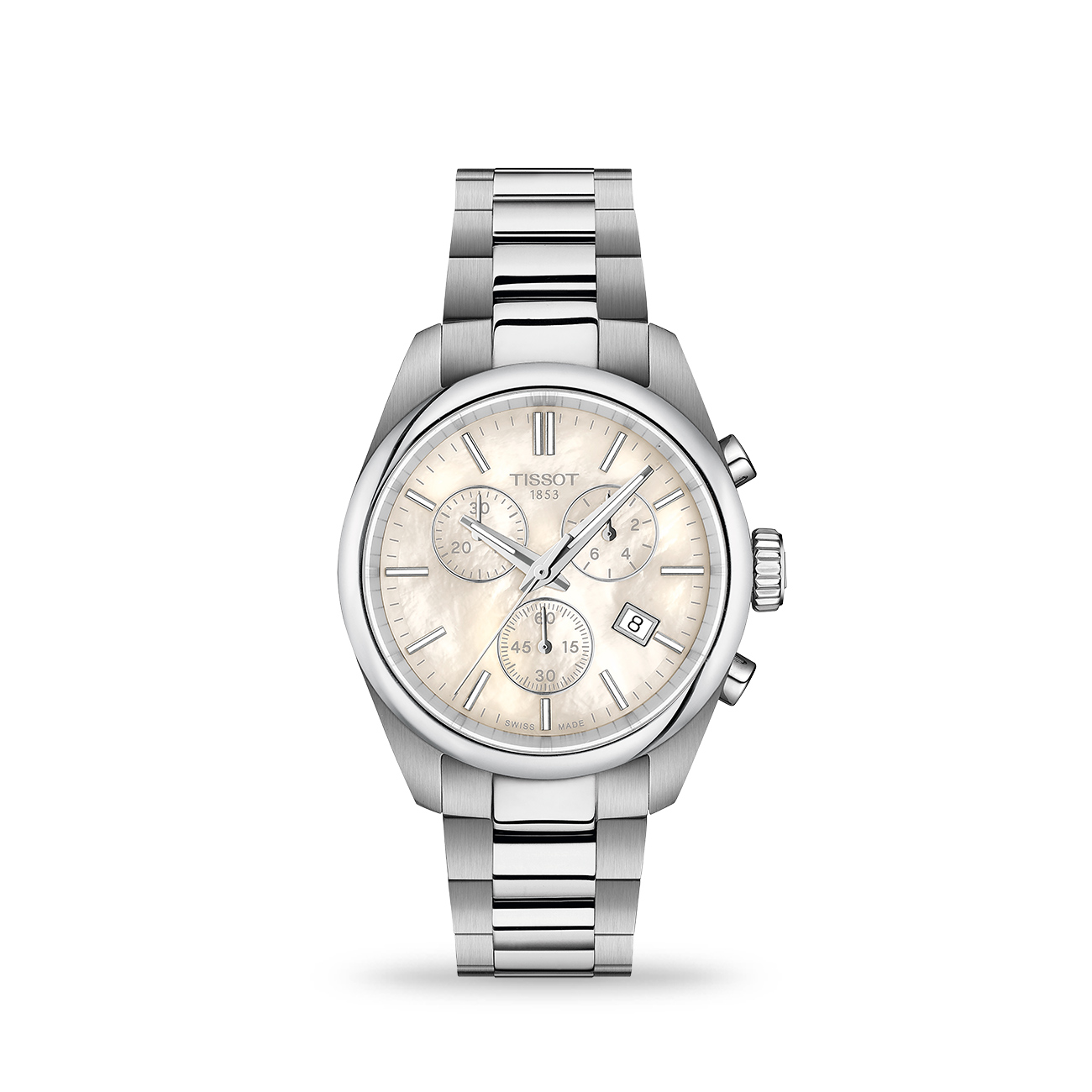 Tissot PR 100 36mm T1502171111100 Swiss Quartz Watch Tissot PR 100 36mm T1502171111100 Swiss quartz watch with white mother of pearl dial and stainless steel bracelet - soldier image