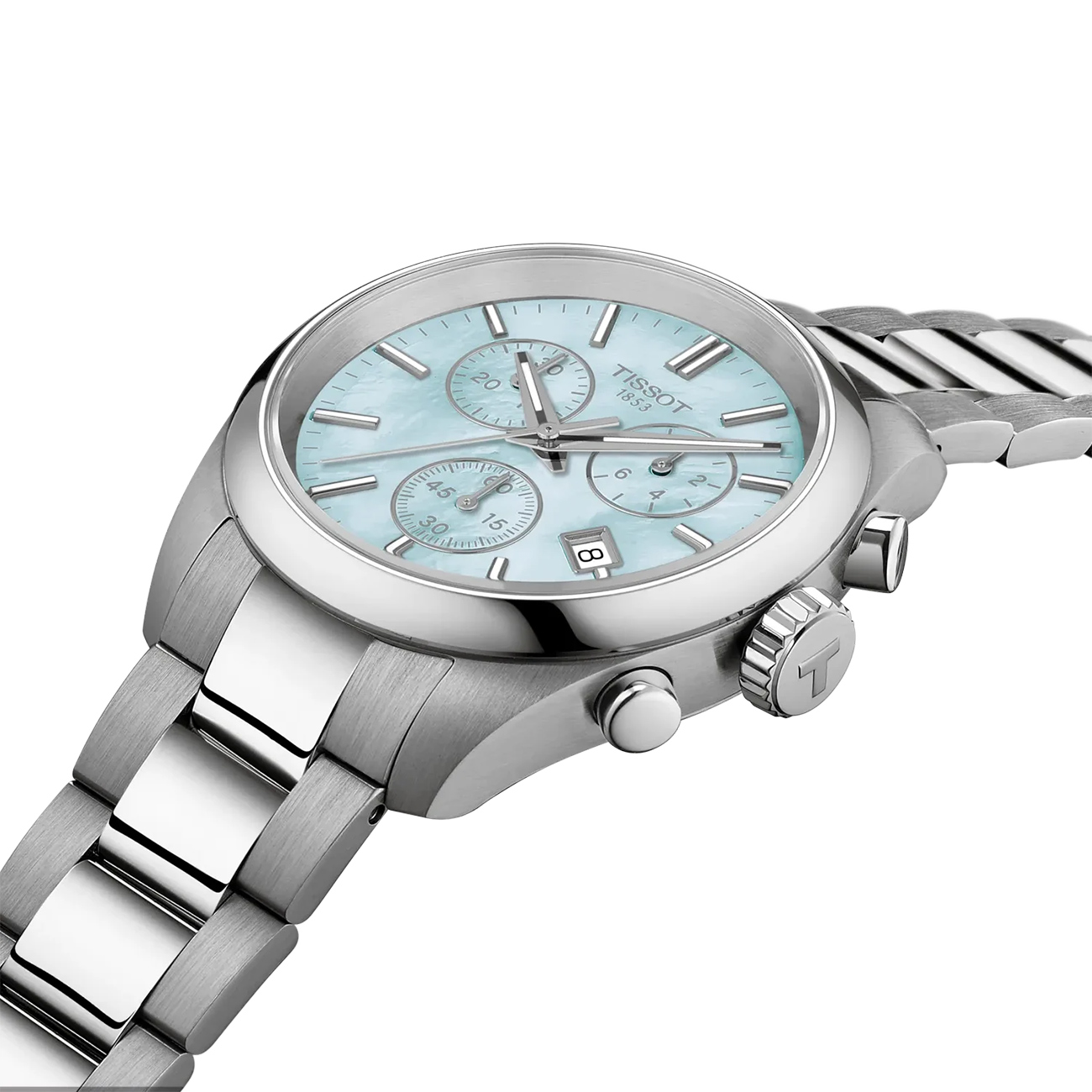 Tissot PR 100 36mm T1502171113100 Blue Dial Chronograph Watch Tissot PR 100 36mm T1502171113100 Swiss quartz chronograph watch with blue mother of pearl dial and stainless steel bracelet